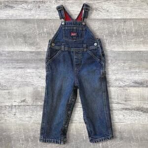 Old Navy Vintage Y2K Denim Overalls Boys 18-24M Dark Wash Jean Fleece Lined